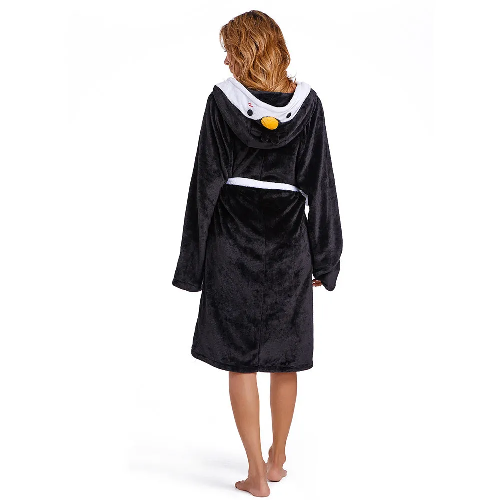 OLAOLA Women Adult Penguin Animal Onesie Plush Bathrobe Soft Flannel Warm Home Robe sold by OLAOLA product image thumbnail 4