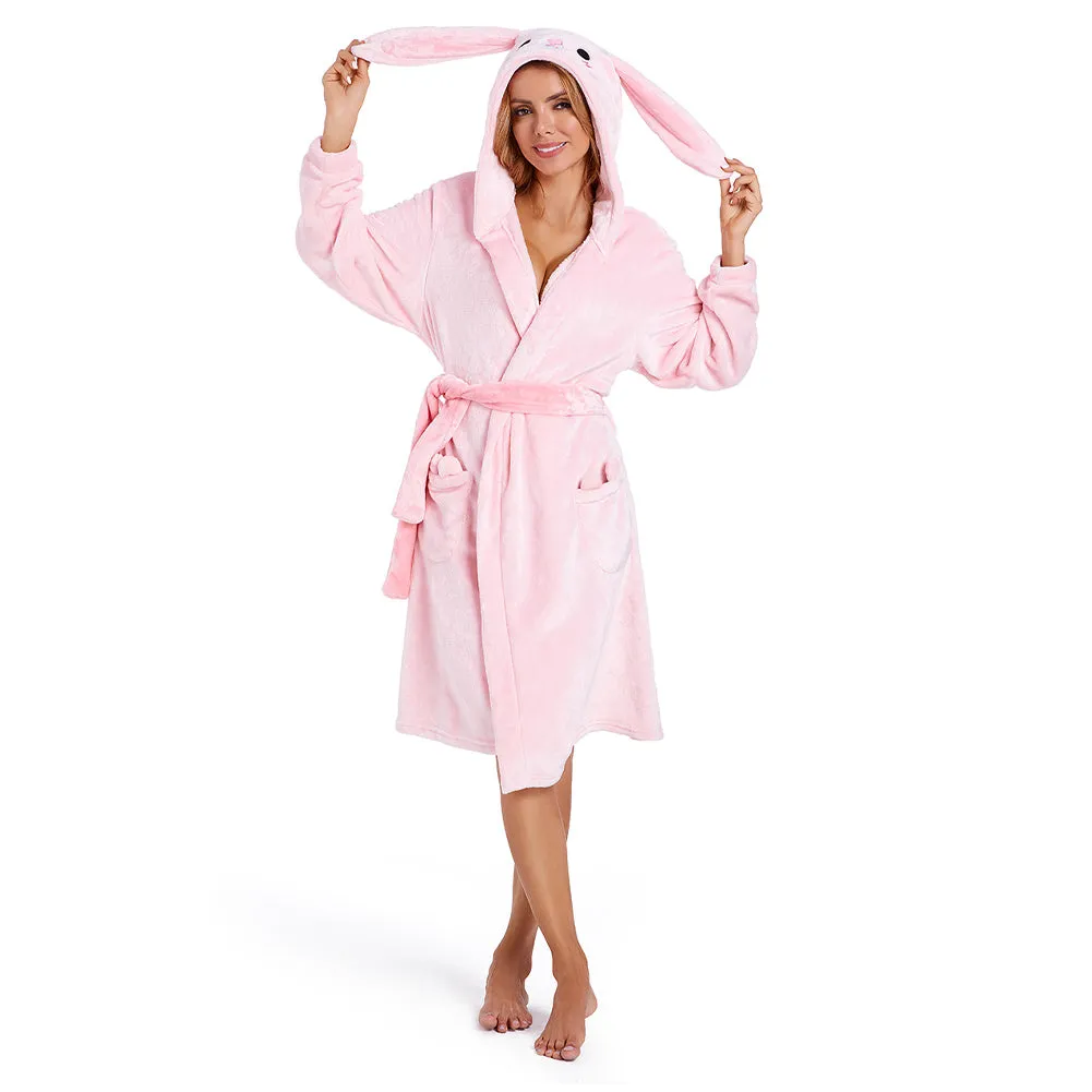 OLAOLA Women Adult Easter Bunny Animal Onesie Plush Bathrobe Soft Flannel Warm Home Robe Rabbit Homewear sold by OLAOLA