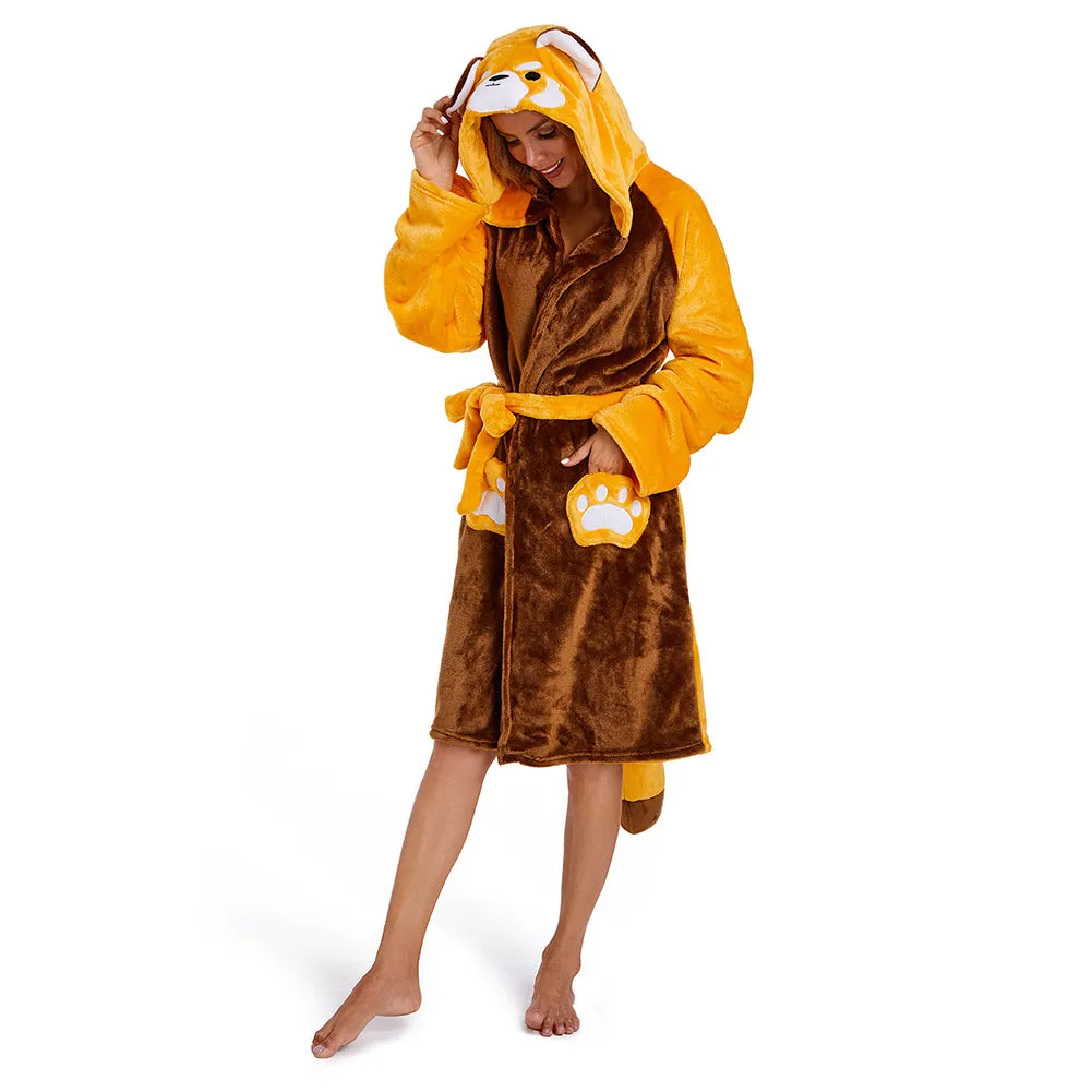 OLAOLA Women Adult Red Panda Animal Onesie Plush Bathrobe Soft Flannel Warm Home Robe sold by OLAOLA product image thumbnail 3