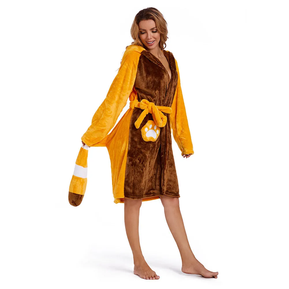 OLAOLA Women Adult Red Panda Animal Onesie Plush Bathrobe Soft Flannel Warm Home Robe sold by OLAOLA product image thumbnail 4