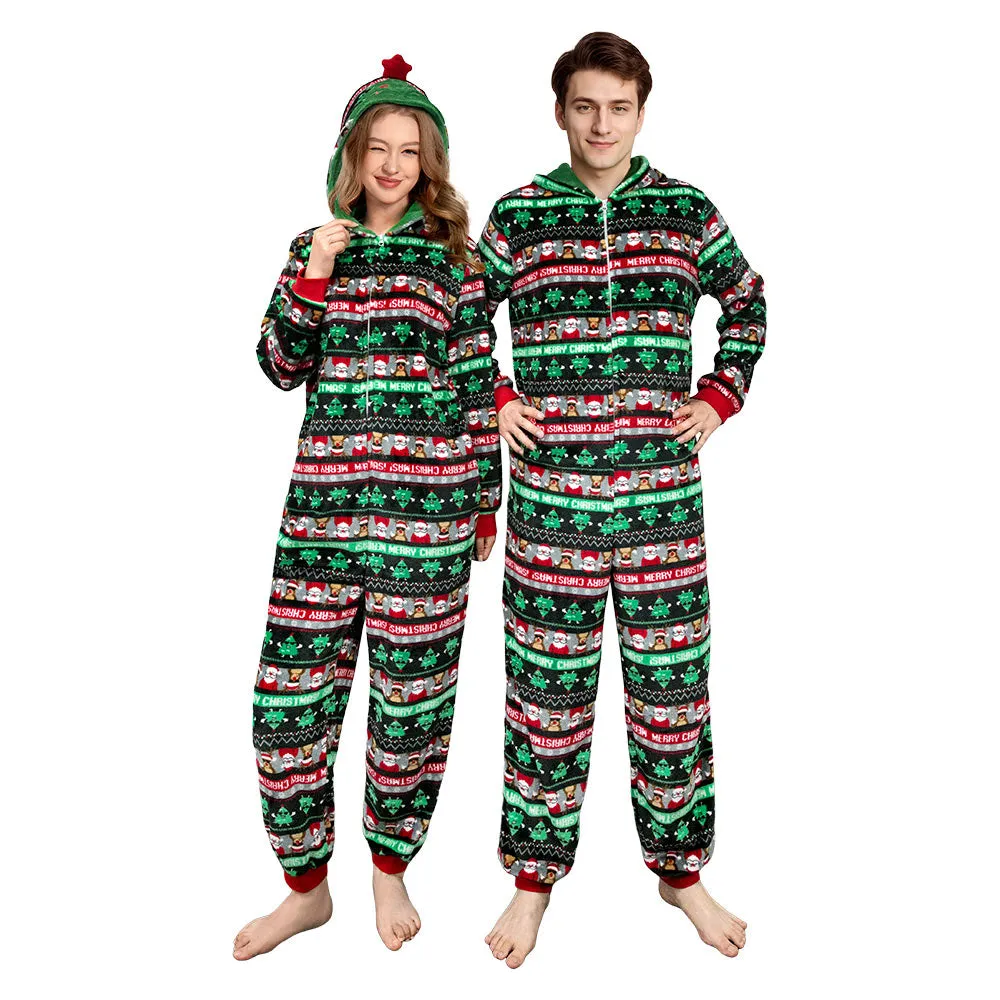 OLAOLA Unisex Adult Printed Green Christmas Tree Plush Onesie Pajamas Warm Home Sleepwear sold by OLAOLA product image thumbnail 3