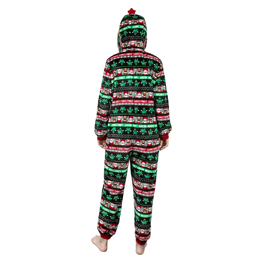 OLAOLA Unisex Adult Printed Green Christmas Tree Plush Onesie Pajamas Warm Home Sleepwear sold by OLAOLA product image thumbnail 4