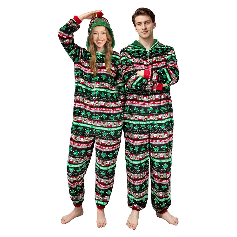 OLAOLA Unisex Adult Printed Green Christmas Tree Plush Onesie Pajamas Warm Home Sleepwear sold by OLAOLA product image thumbnail 5
