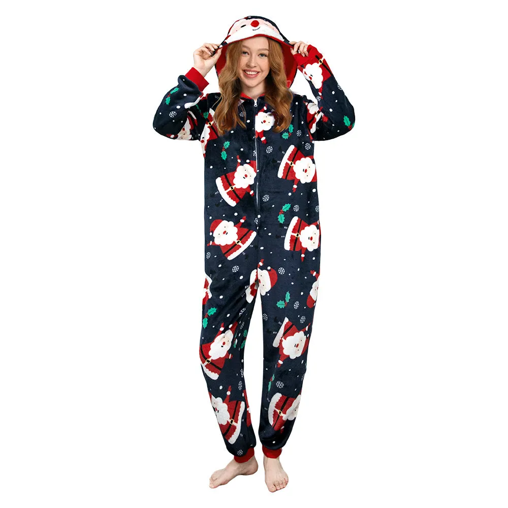 OLAOLA Unisex Adult Printed Santa Claus Christmas Plush Onesie Pajamas Warm Home Sleepwear sold by OLAOLA