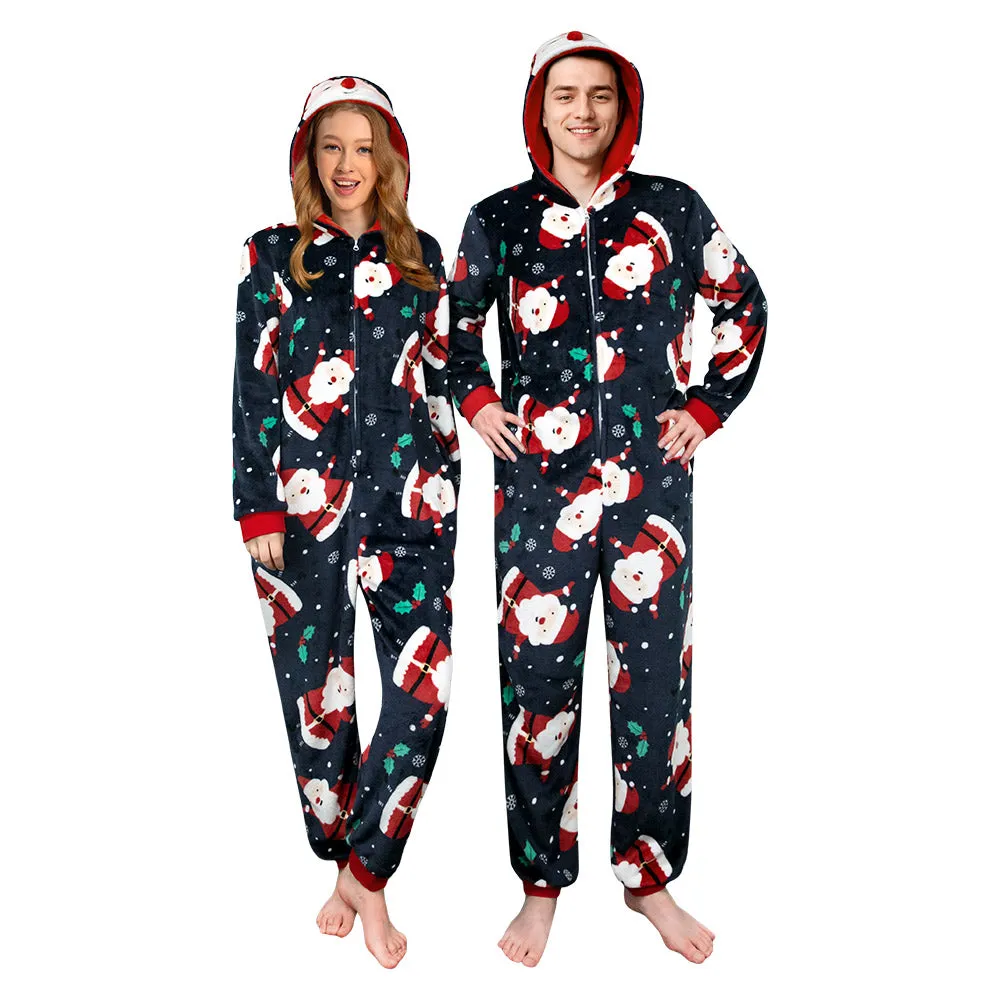 OLAOLA Unisex Adult Printed Santa Claus Christmas Plush Onesie Pajamas Warm Home Sleepwear sold by OLAOLA product image thumbnail 4