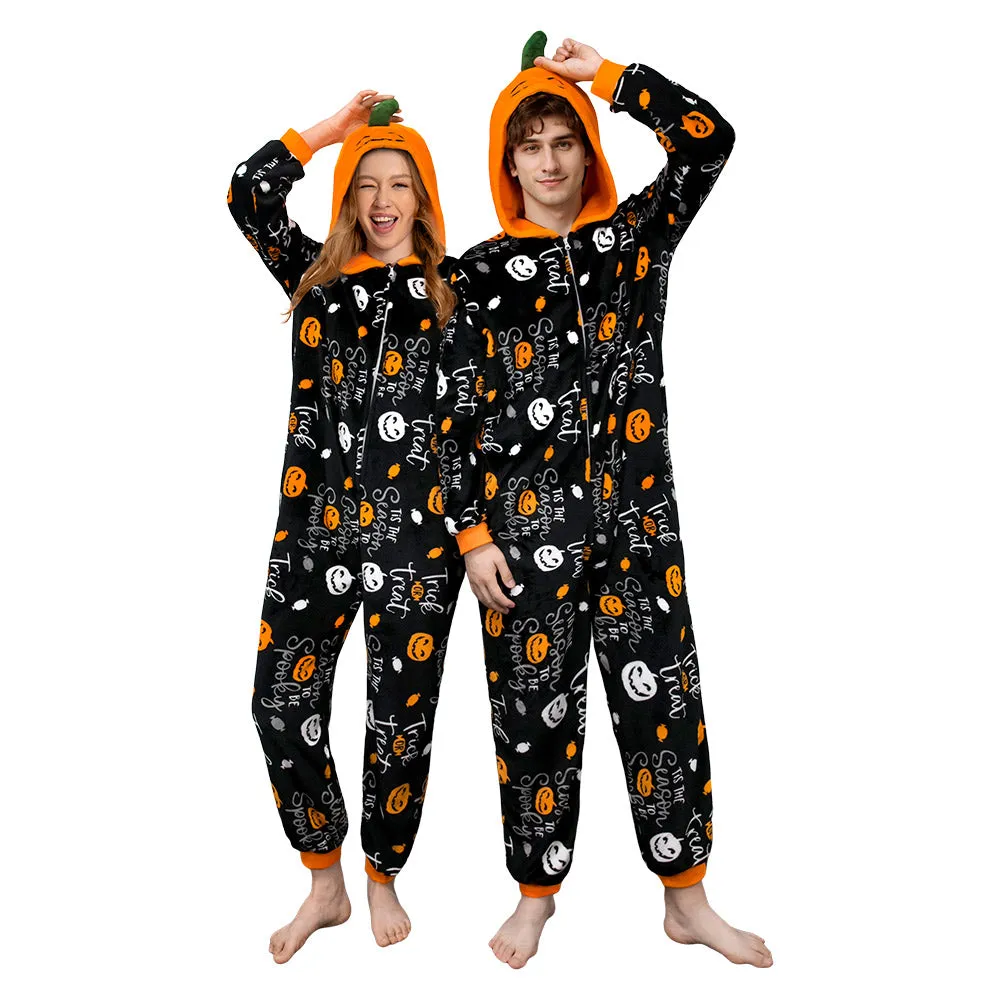 OLAOLA Unisex Adult Printed Pumpkin Plush Food Onesie Pajamas Warm Home One-Piece Sleepwear sold by OLAOLA product image thumbnail 2