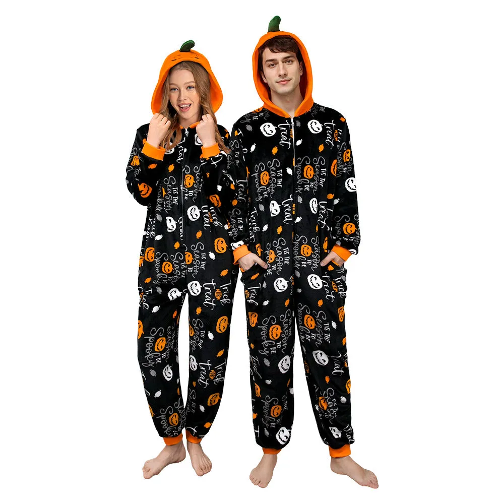 OLAOLA Unisex Adult Printed Pumpkin Plush Food Onesie Pajamas Warm Home One-Piece Sleepwear sold by OLAOLA product image thumbnail 4