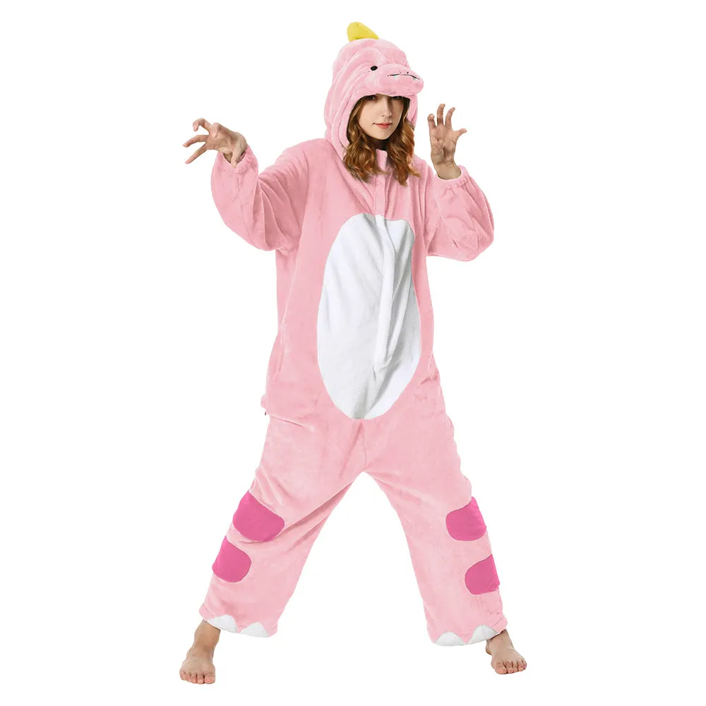OLAOLA Unisex Adult Plush Pink Dinosaur Animals Onesie Pajamas Warm Home One-Piece Sleepwear sold by OLAOLA