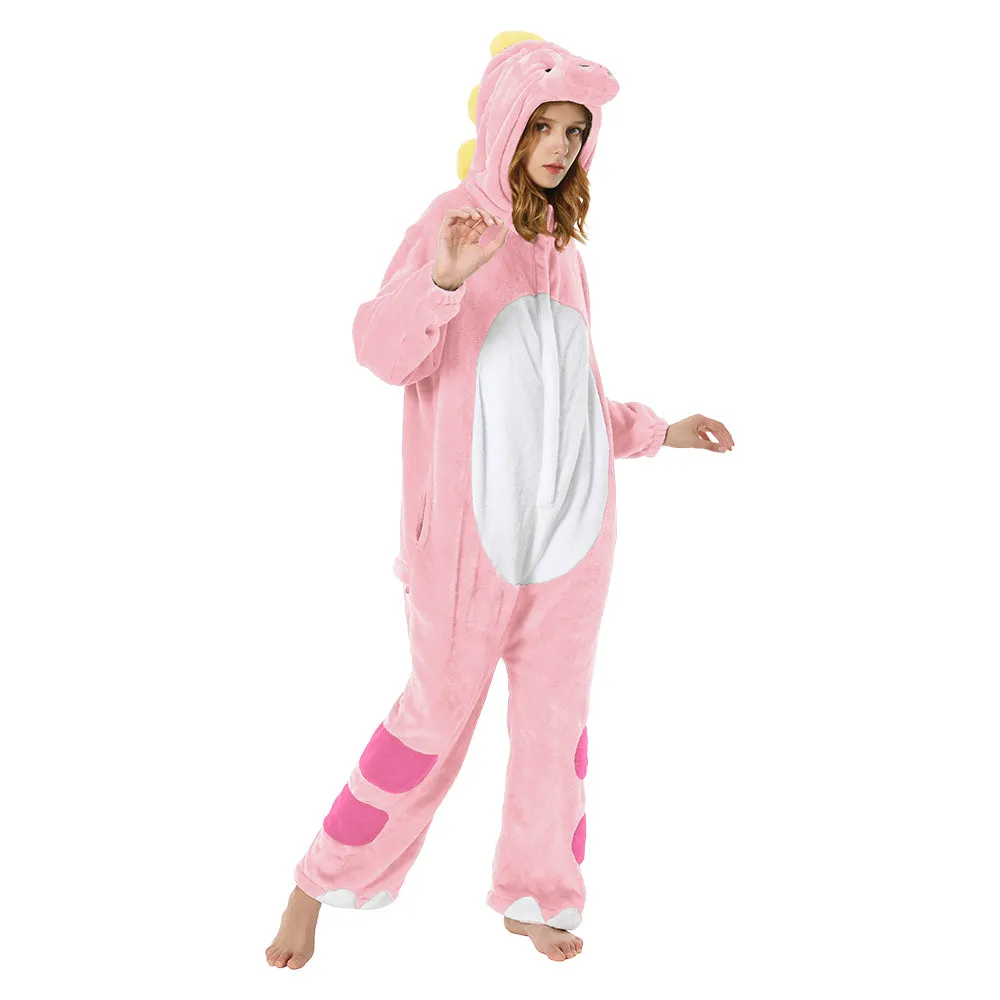 OLAOLA Unisex Adult Plush Pink Dinosaur Animals Onesie Pajamas Warm Home One-Piece Sleepwear sold by OLAOLA product image thumbnail 5