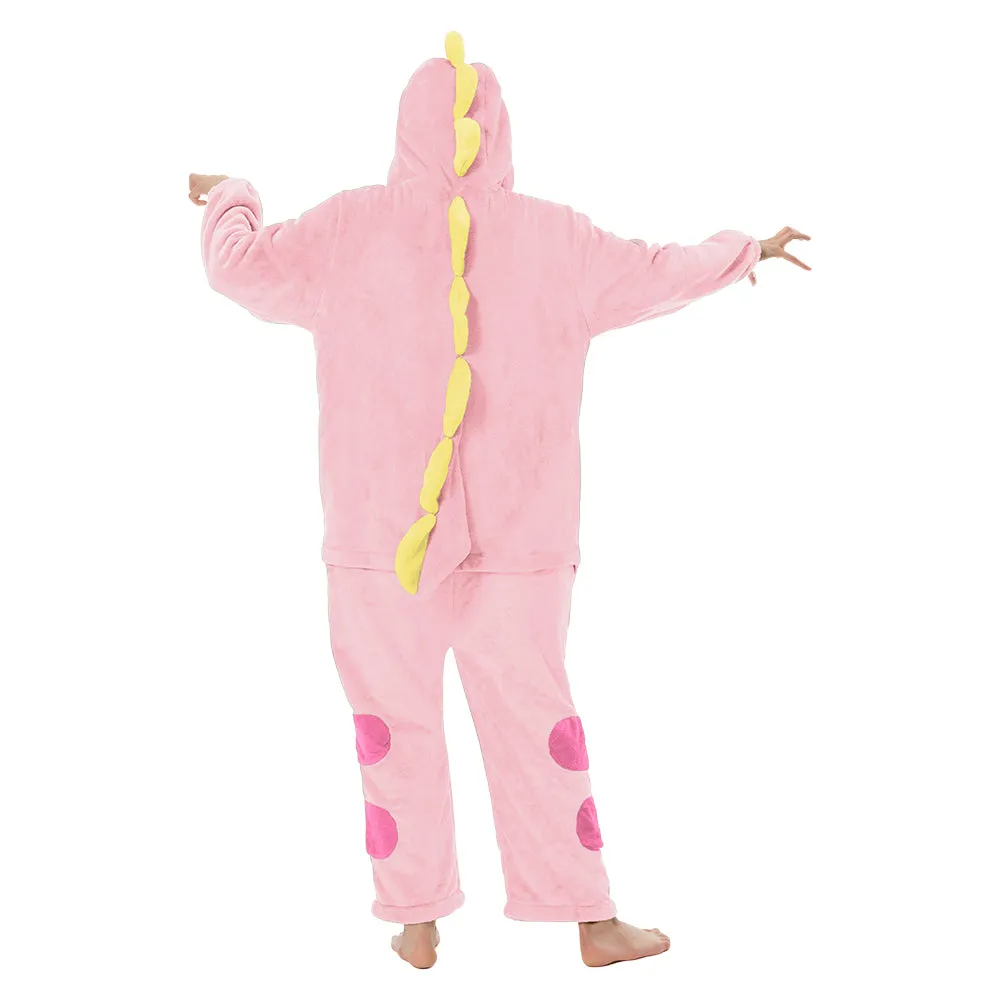 OLAOLA Unisex Adult Plush Pink Dinosaur Animals Onesie Pajamas Warm Home One-Piece Sleepwear sold by OLAOLA product image thumbnail 2