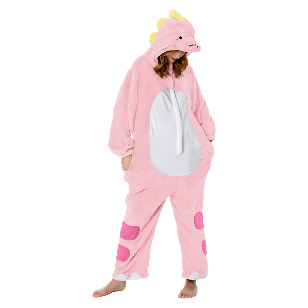 OLAOLA Unisex Adult Plush Pink Dinosaur Animals Onesie Pajamas Warm Home One-Piece Sleepwear sold by OLAOLA product image thumbnail 3