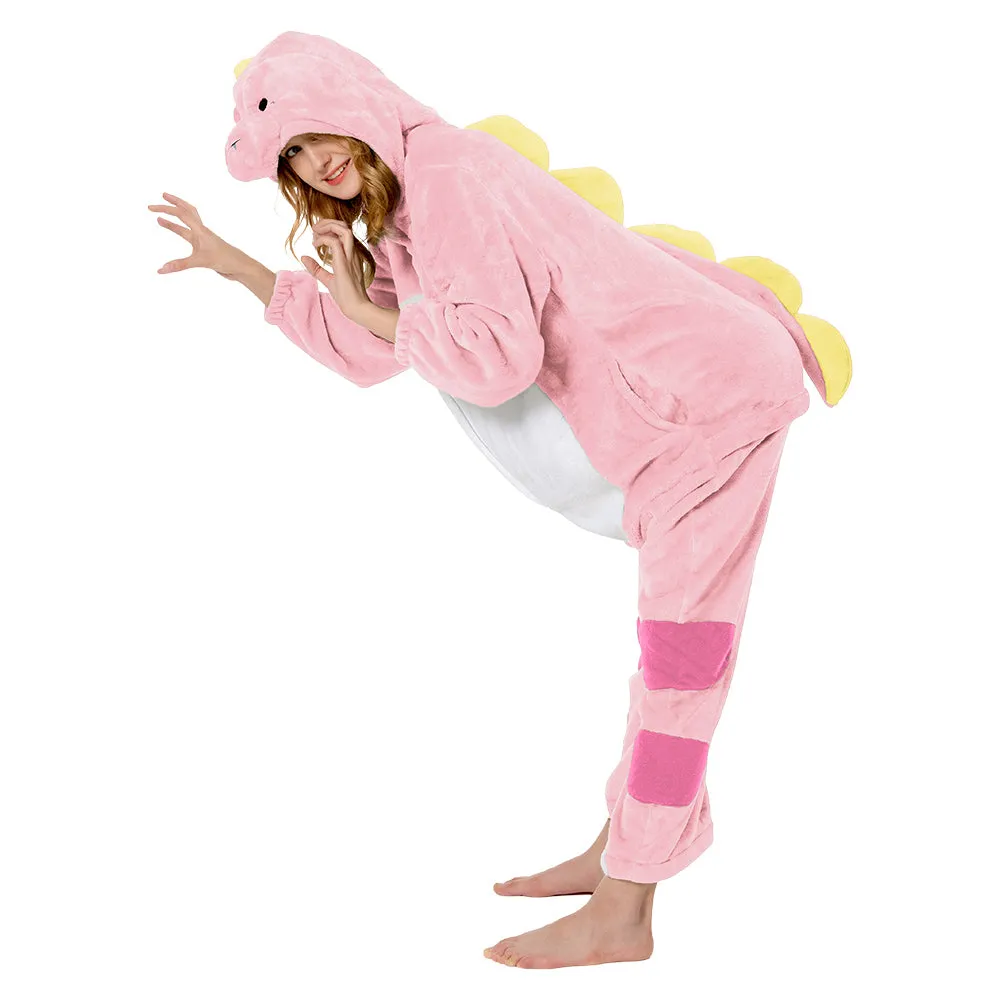 OLAOLA Unisex Adult Plush Pink Dinosaur Animals Onesie Pajamas Warm Home One-Piece Sleepwear sold by OLAOLA product image thumbnail 4