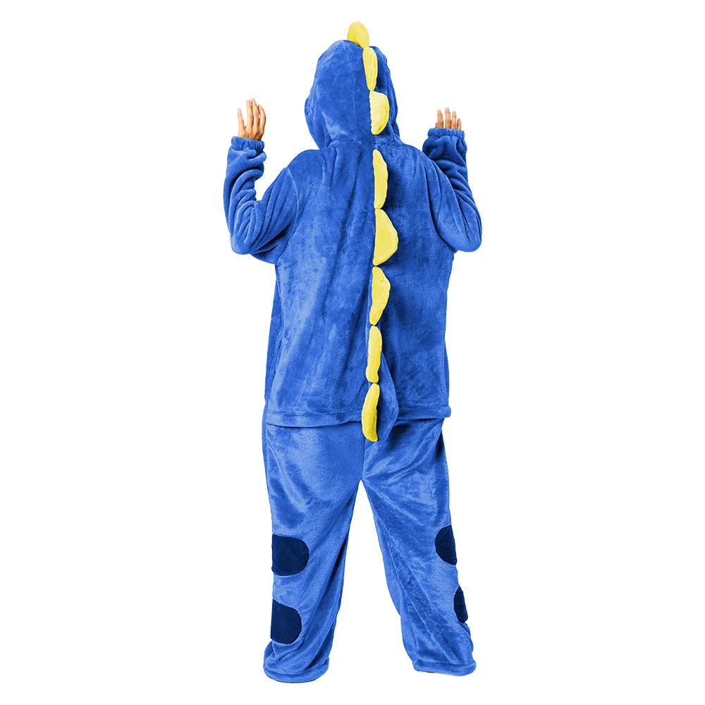 OLAOLA Unisex Adult Plush Blue Dinosaur Animals Onesie Pajamas Warm Home One-Piece Sleepwear sold by OLAOLA product image thumbnail 2