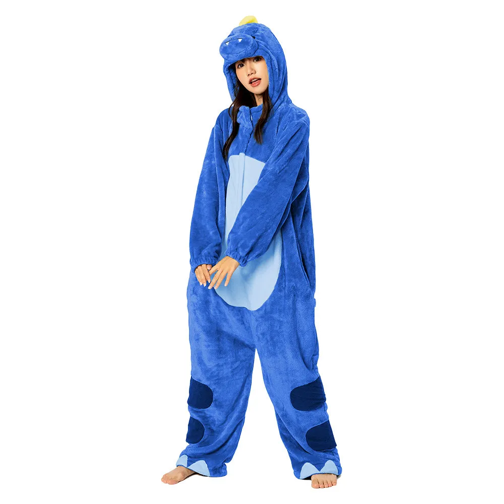 OLAOLA Unisex Adult Plush Blue Dinosaur Animals Onesie Pajamas Warm Home One-Piece Sleepwear sold by OLAOLA product image thumbnail 4