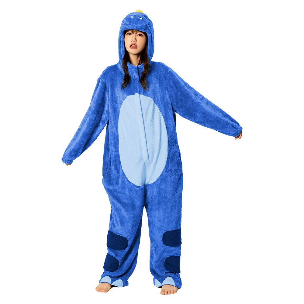 OLAOLA Unisex Adult Plush Blue Dinosaur Animals Onesie Pajamas Warm Home One-Piece Sleepwear sold by OLAOLA product image thumbnail 5