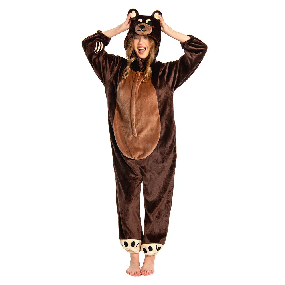 OLAOLA Unisex Adult Plush Brown Bear Animals Onesie Pajamas Warm Home One-Piece Sleepwear sold by OLAOLA product image thumbnail 4