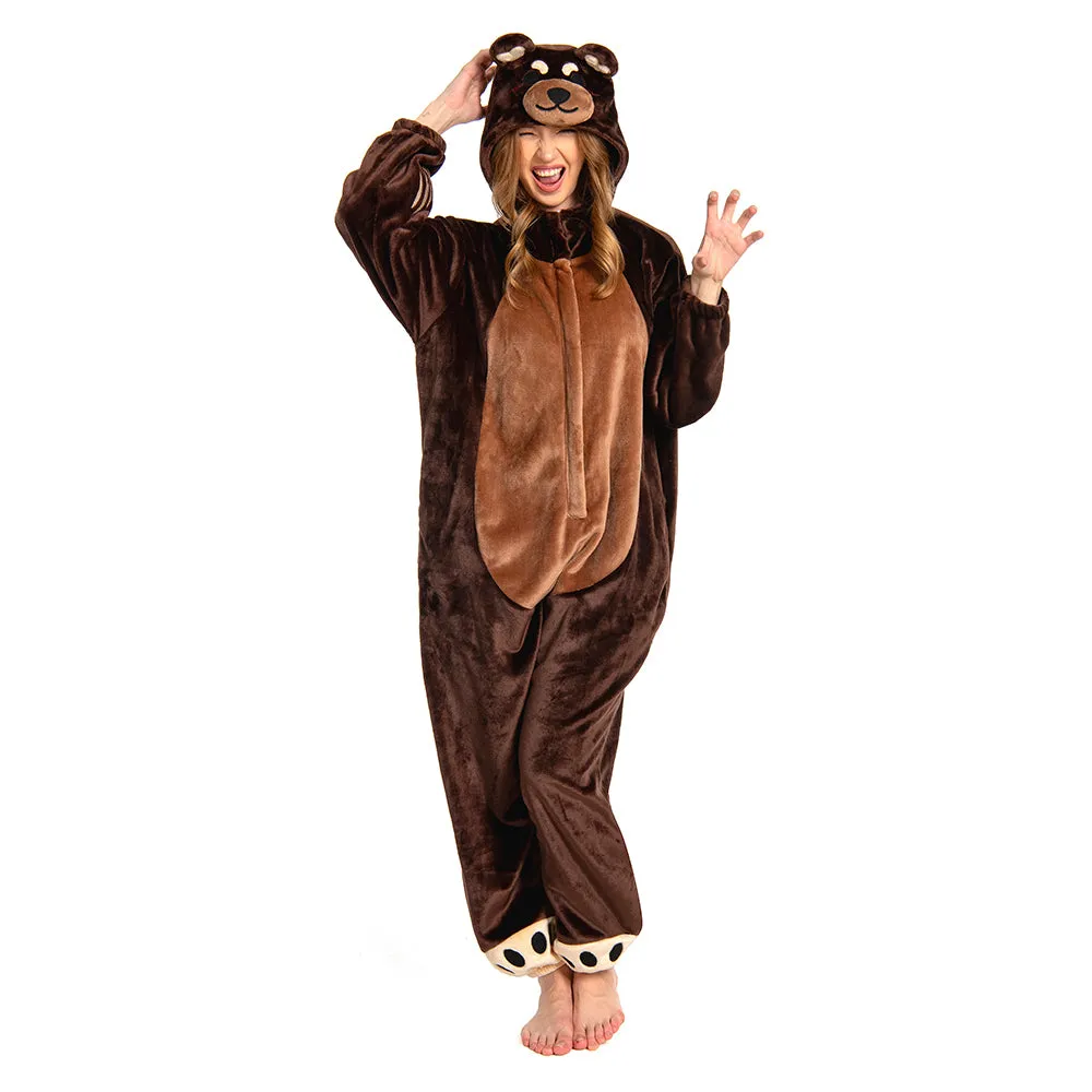 OLAOLA Unisex Adult Plush Brown Bear Animals Onesie Pajamas Warm Home One-Piece Sleepwear sold by OLAOLA product image thumbnail 3