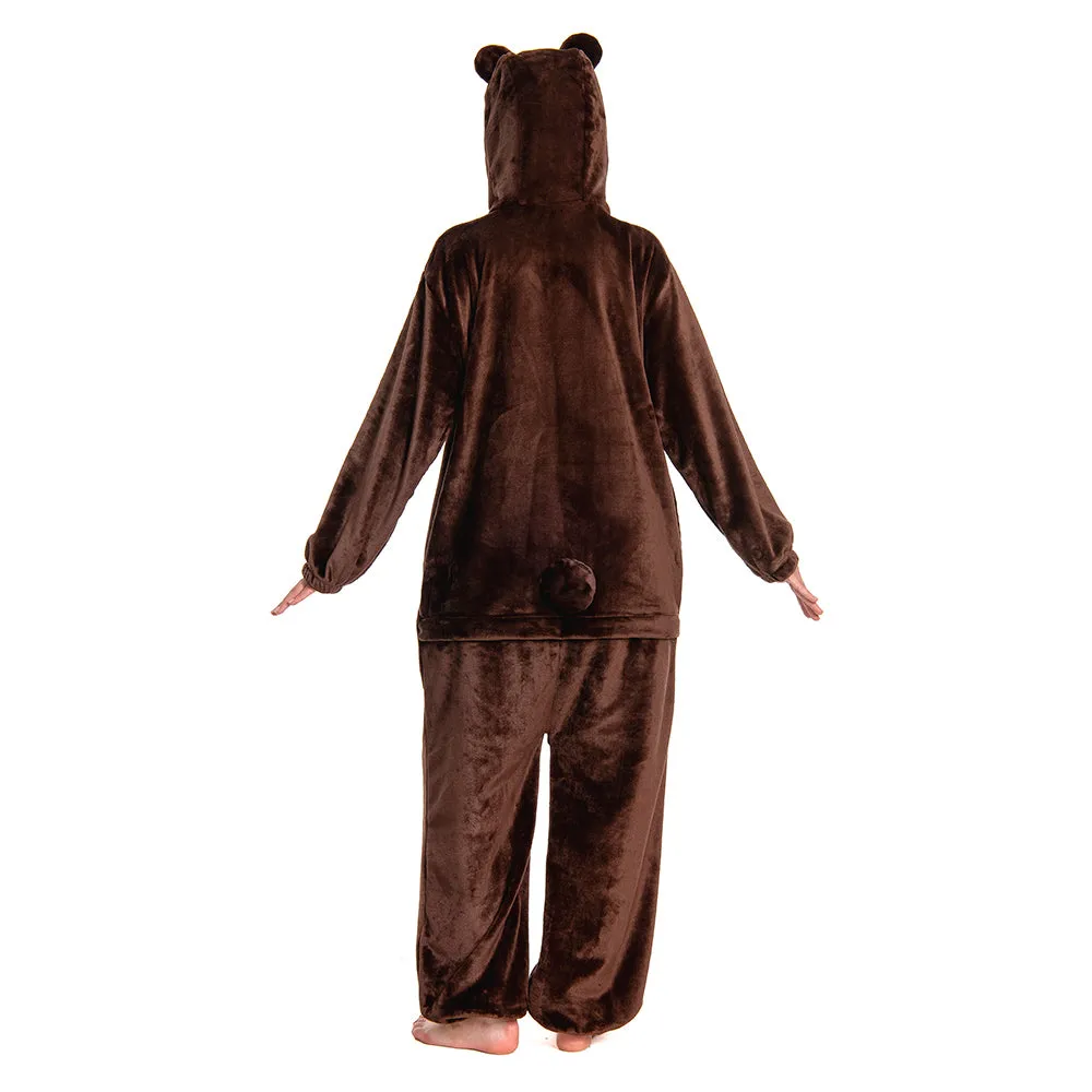 OLAOLA Unisex Adult Plush Brown Bear Animals Onesie Pajamas Warm Home One-Piece Sleepwear sold by OLAOLA product image thumbnail 2