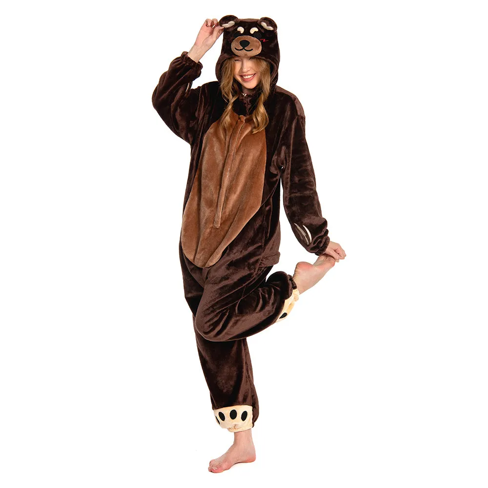 OLAOLA Unisex Adult Plush Brown Bear Animals Onesie Pajamas Warm Home One-Piece Sleepwear sold by OLAOLA product image thumbnail 5