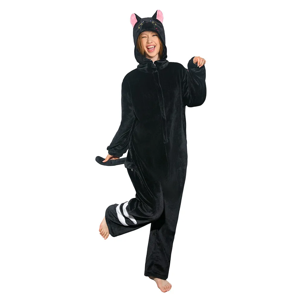 OLAOLA Unisex Adult Plush Black Cat Animals Onesie Pajamas Warm Home Pet One-Piece Sleepwear sold by OLAOLA product image thumbnail 4