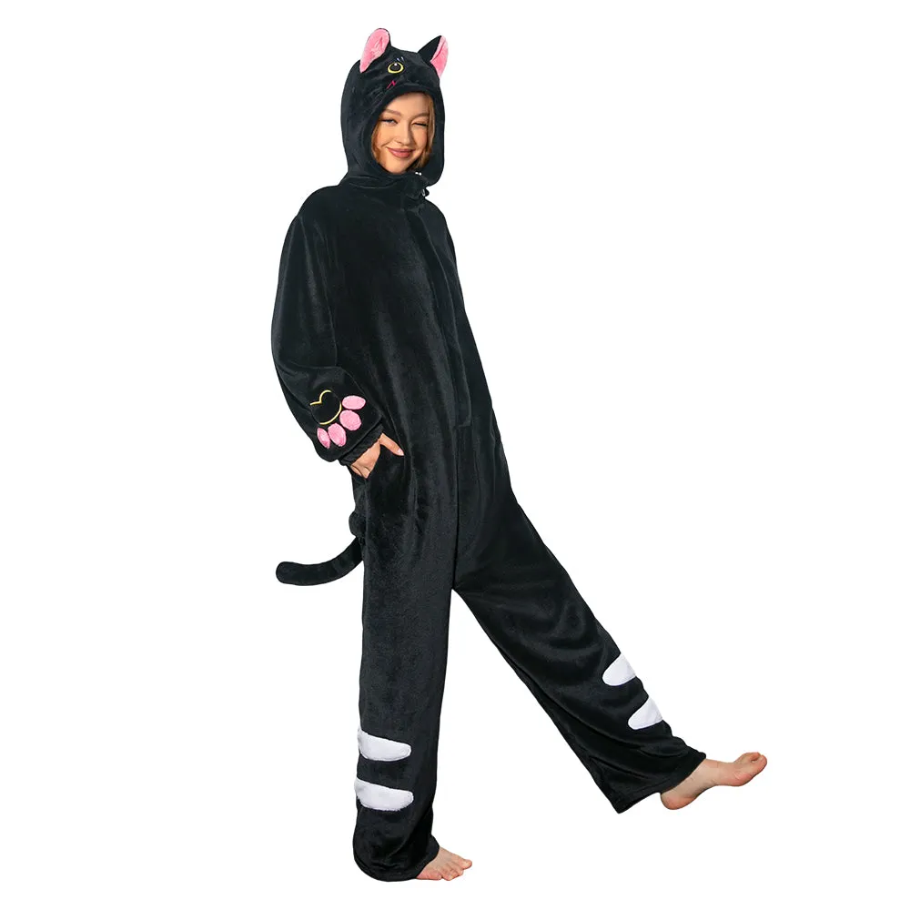 OLAOLA Unisex Adult Plush Black Cat Animals Onesie Pajamas Warm Home Pet One-Piece Sleepwear sold by OLAOLA product image thumbnail 3