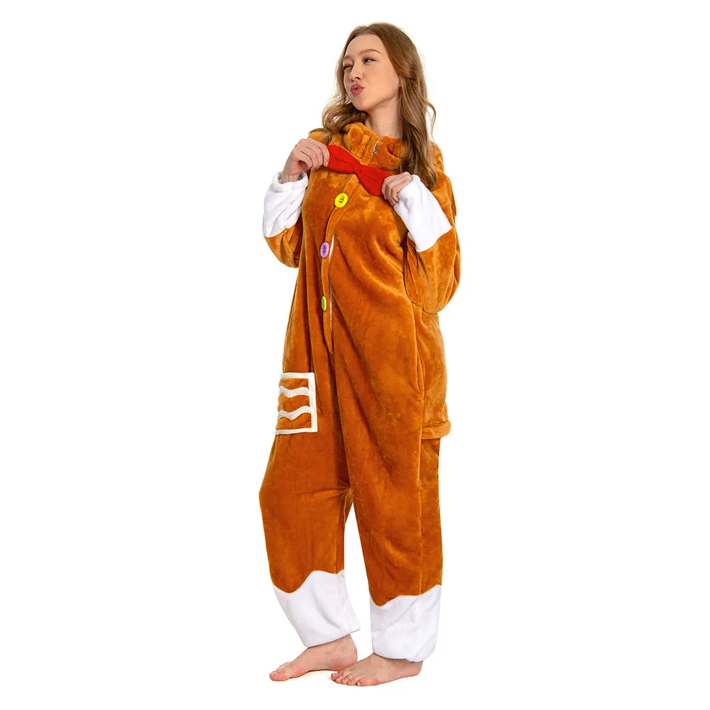 OLAOLA Unisex Adult Plush Gingerbread Onesie Christmas Pajamas Warm Home One-Piece Sleepwear sold by OLAOLA product image thumbnail 5