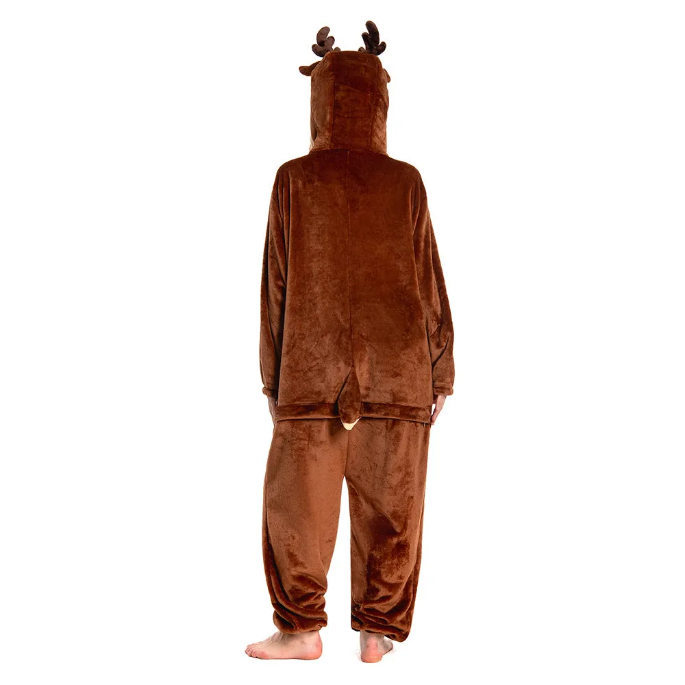 OLAOLA Unisex Adult Plush Reindeer Animals Onesie Christmas Pajamas Warm Home One-Piece Sleepwear sold by OLAOLA product image thumbnail 2