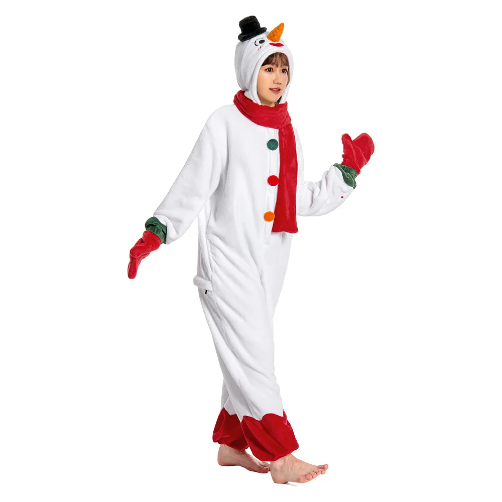 OLAOLA Unisex Adult Plush Snowman Onesie Christmas Pajamas Warm Home One-Piece Sleepwear sold by OLAOLA product image thumbnail 4