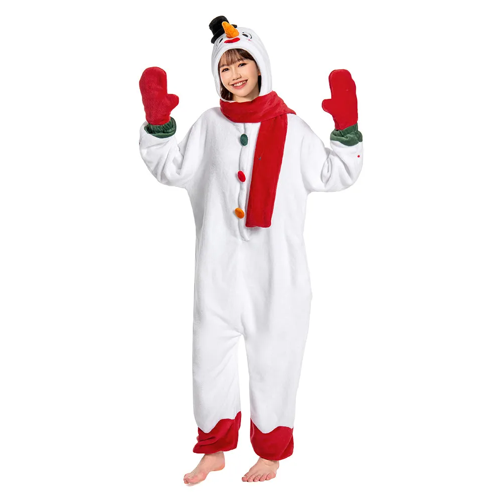 OLAOLA Unisex Adult Plush Snowman Onesie Christmas Pajamas Warm Home One-Piece Sleepwear sold by OLAOLA