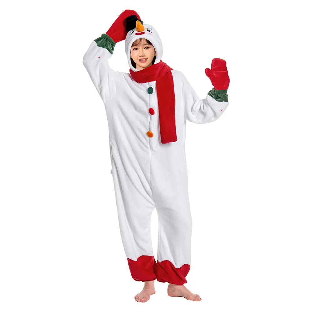 OLAOLA Unisex Adult Plush Snowman Onesie Christmas Pajamas Warm Home One-Piece Sleepwear sold by OLAOLA product image thumbnail 5