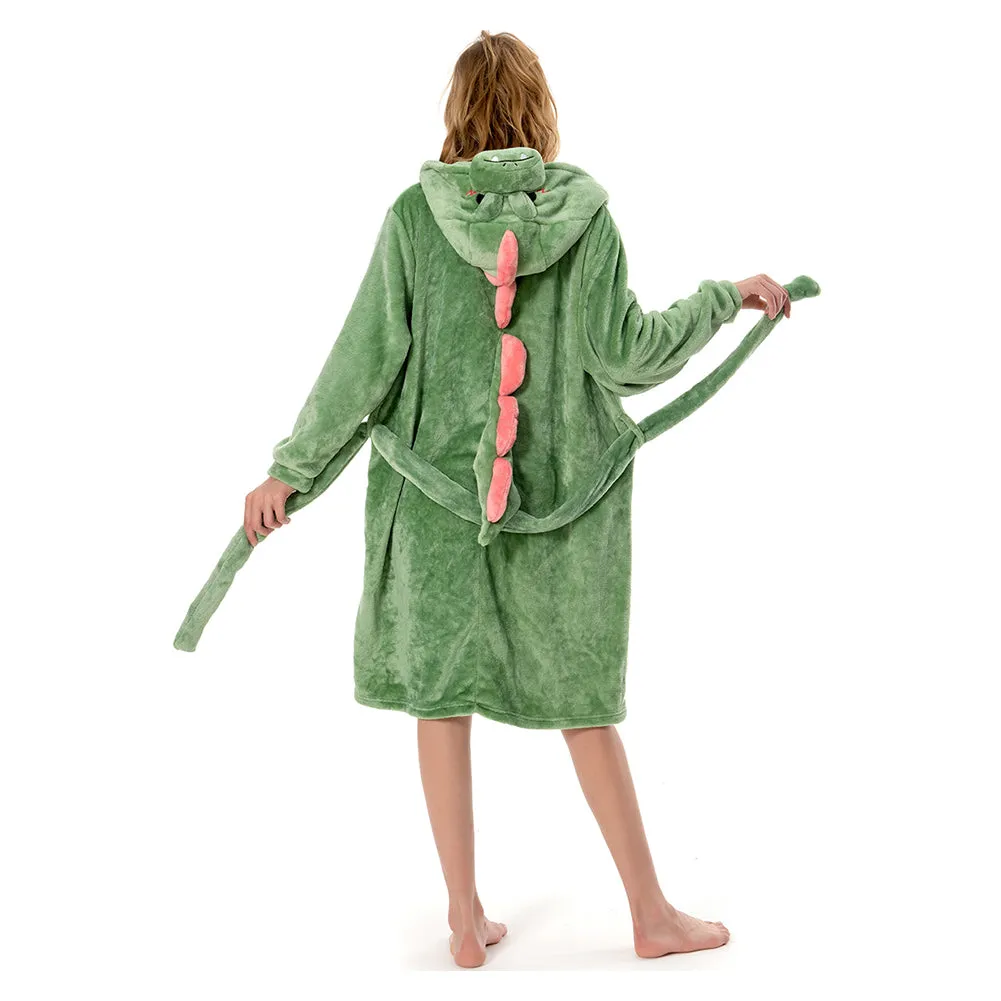 OLAOLA Women Adult Dinosaurs Animal Onesie Plush Bathrobe Soft Flannel Warm Home Robe sold by OLAOLA product image thumbnail 4