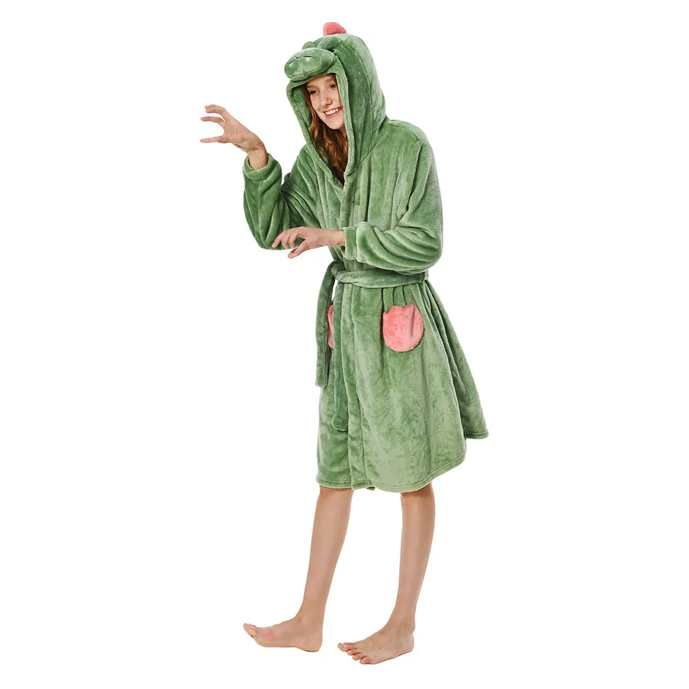 OLAOLA Women Adult Dinosaurs Animal Onesie Plush Bathrobe Soft Flannel Warm Home Robe sold by OLAOLA product image thumbnail 5