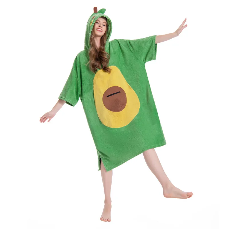 OLAOLA Green Avocado Beach Towels Surf Poncho Changing Towel Swim Robe Quick Dry Terry Cloth Cover-Up Hood Blanket Outdoor sold by OLAOLA