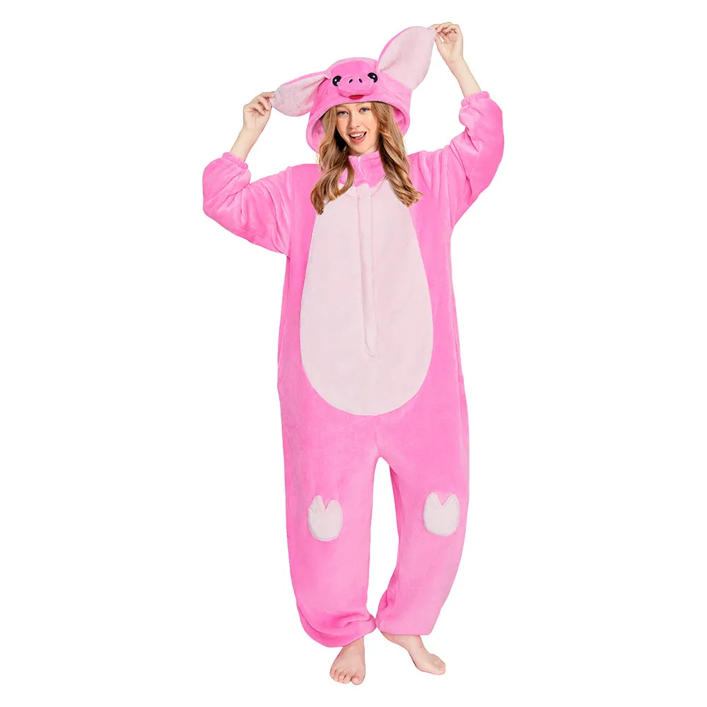 OLAOLA Pink Pig Pajamas Animals Onesie Plush Warm Home One Piece Homewear For Adult Halloween Sleepwear Party sold by OLAOLA