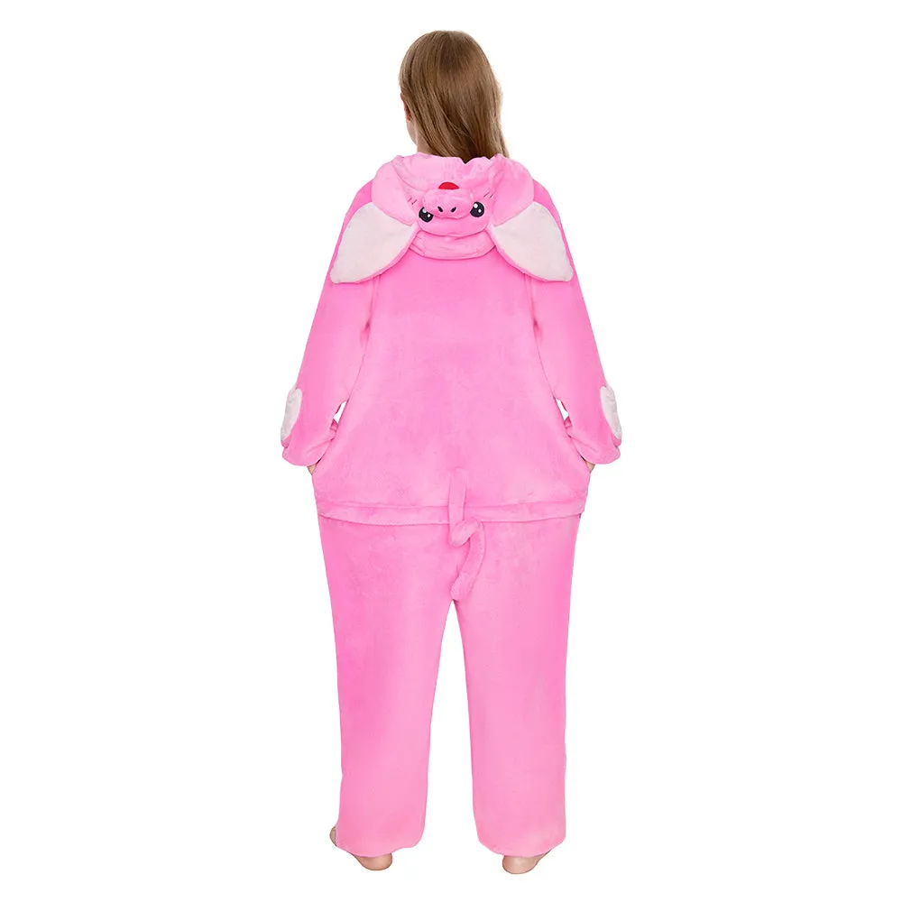 OLAOLA Pink Pig Pajamas Animals Onesie Plush Warm Home One Piece Homewear For Adult Halloween Sleepwear Party sold by OLAOLA product image thumbnail 5