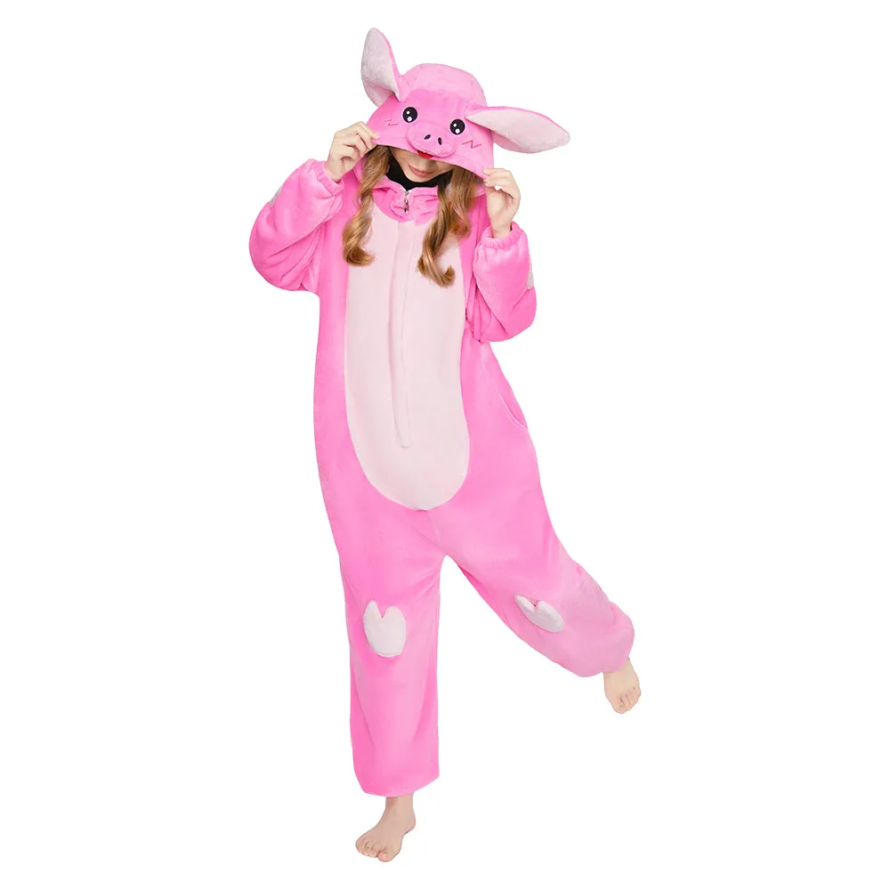 OLAOLA Pink Pig Pajamas Animals Onesie Plush Warm Home One Piece Homewear For Adult Halloween Sleepwear Party sold by OLAOLA product image thumbnail 4