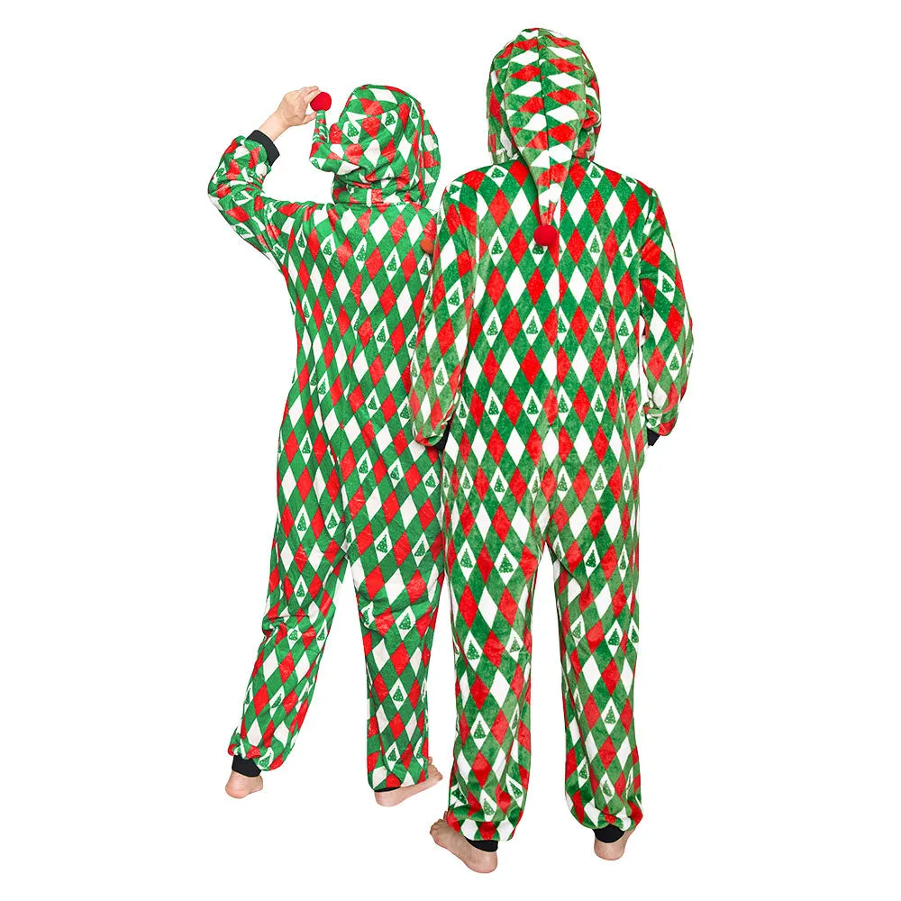 OLAOLA Printed Diamond Elk Flannel Pajamas Plush Animals Onesie Adult Soft Sleepwear Christmas Carnival Suit sold by OLAOLA product image thumbnail 4