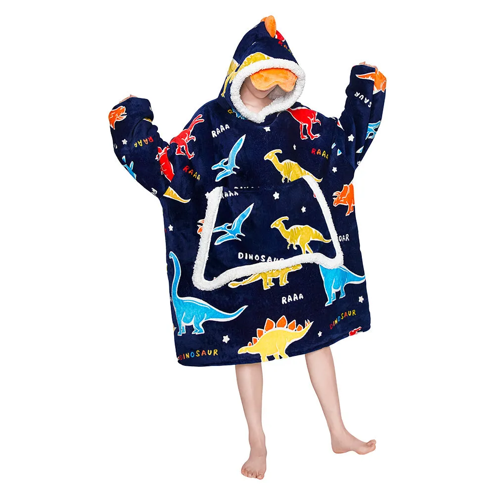 OLAOLA Printed Colorful Dinosaur Luminous Glow In The Dark Wearable Hoodie Animals Onesie Oversized Soft Homwear For Adult sold by OLAOLA product image thumbnail 3