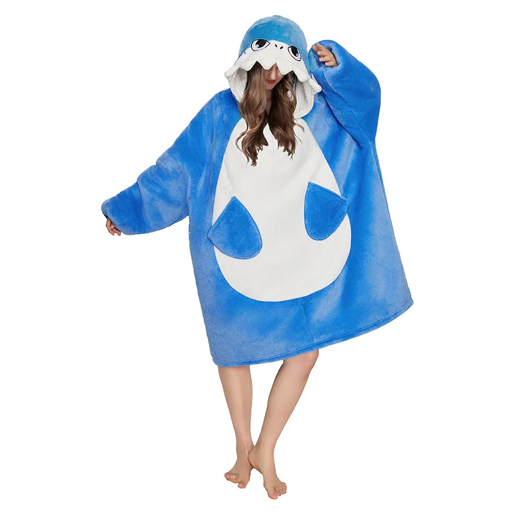 OLAOLA Blue Shark Wearable Blanket Hoodie for Adults Oversized Animal Hooded Blanket Soft Warm Cozy Sherpa Fleece Sweatshirt sold by OLAOLA product image thumbnail 3