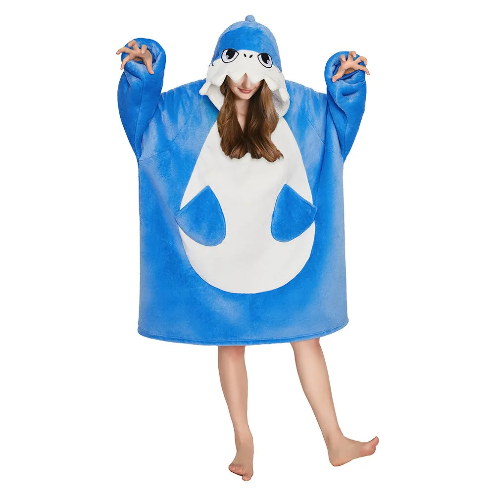 OLAOLA Blue Shark Wearable Blanket Hoodie for Adults Oversized Animal Hooded Blanket Soft Warm Cozy Sherpa Fleece Sweatshirt sold by OLAOLA