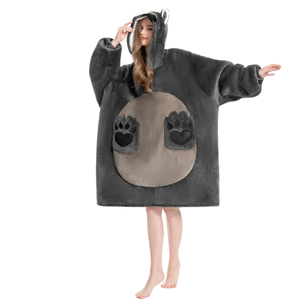 OLAOLA Raccoon Wearable Blanket Hoodie Animals Onesie Oversized Soft Homewear With Pocket For Adult sold by OLAOLA product image thumbnail 5