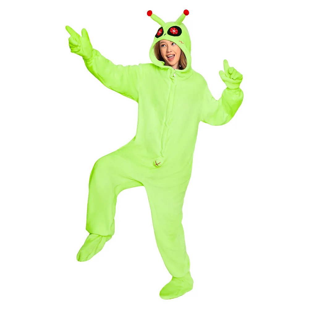 OLAOLA Green Alien Pajamas Animals Onesie Plush Warm One Piece Homewear For Adult Sleepwear Halloween Party Suit sold by OLAOLA product image thumbnail 3