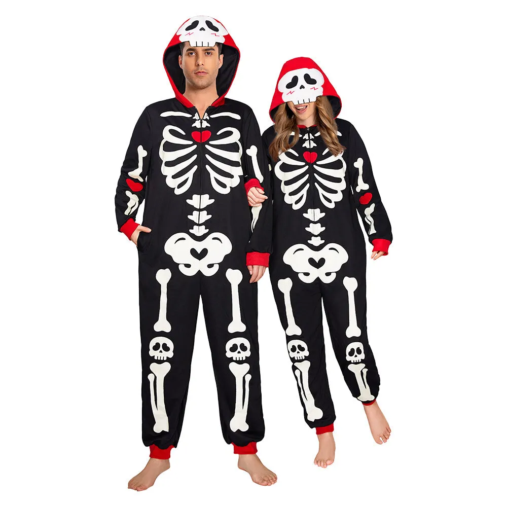 OLAOLA Halloween Skeleton Glow In The Dark Pajamas Plush Animal Onesie Adult Soft Skull Sleepwear Carnival Party Suit sold by OLAOLA product image thumbnail 3