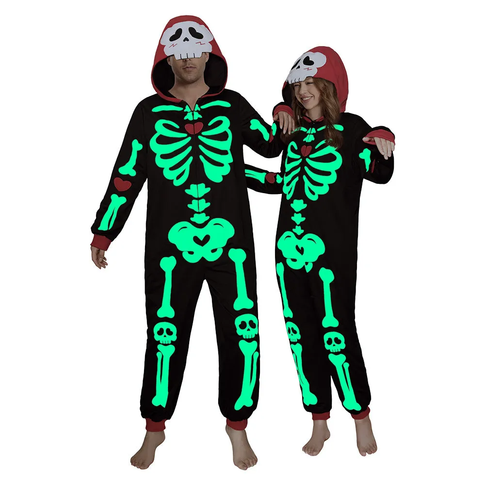 OLAOLA Halloween Skeleton Glow In The Dark Pajamas Plush Animal Onesie Adult Soft Skull Sleepwear Carnival Party Suit sold by OLAOLA product image thumbnail 4