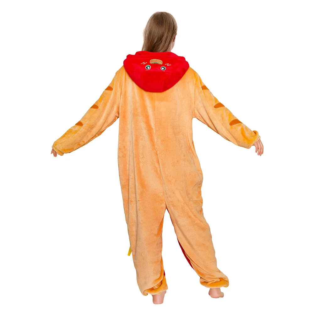 OLAOLA Hot Dog Pajamas Food Onesie Plush Warm One Piece Homewear For Adult Halloween Sleepwear Party sold by OLAOLA product image thumbnail 3