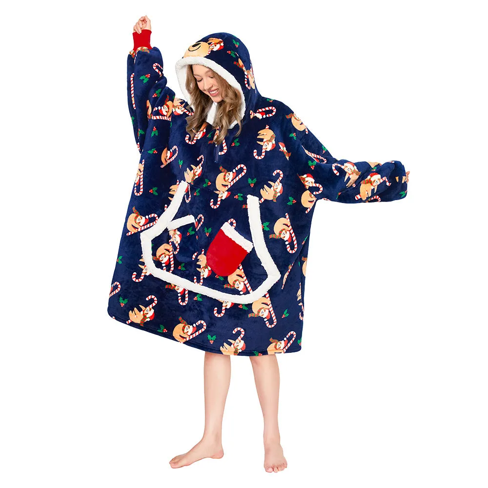 OLAOLA Blue Sloth Wearable Blanket Hoodie Animals Onesie Oversized Soft Homewear With Giant Pocket For Adult sold by OLAOLA product image thumbnail 5