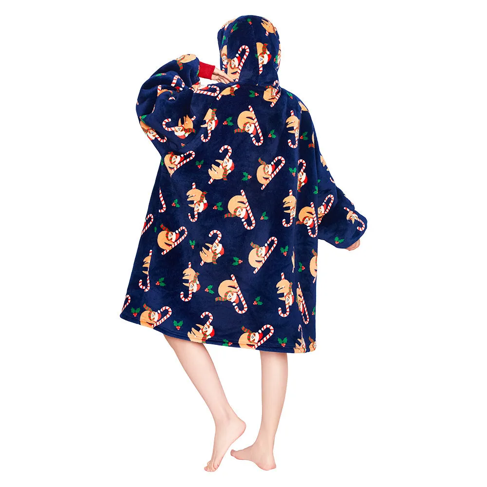 OLAOLA Blue Sloth Wearable Blanket Hoodie Animals Onesie Oversized Soft Homewear With Giant Pocket For Adult sold by OLAOLA product image thumbnail 2