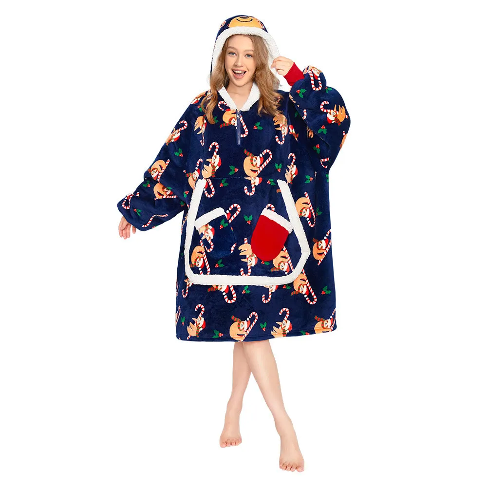OLAOLA Blue Sloth Wearable Blanket Hoodie Animals Onesie Oversized Soft Homewear With Giant Pocket For Adult sold by OLAOLA