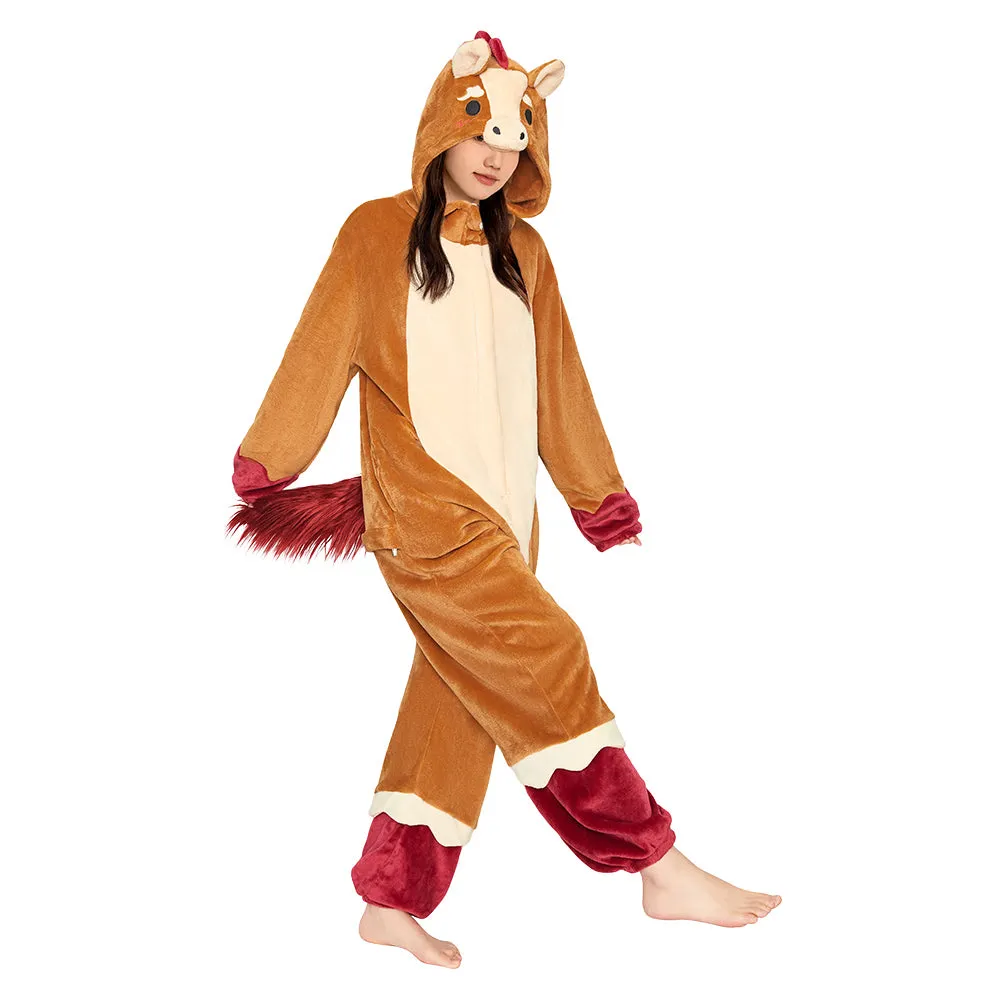 OLAOLA Zodiac Horse Pyjamas Unisex Adult Plush Animals Onesie Christmas Pajamas Warm Home One-Piece Sleepwear sold by OLAOLA product image thumbnail 4