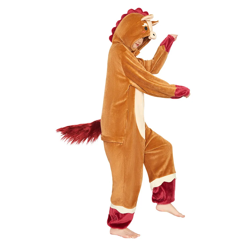 OLAOLA Zodiac Horse Pyjamas Unisex Adult Plush Animals Onesie Christmas Pajamas Warm Home One-Piece Sleepwear sold by OLAOLA product image thumbnail 5